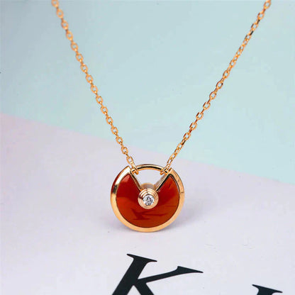 [baslovejewels]AMULETTE GOLD CARNELIAN ONYX NECKLACE
