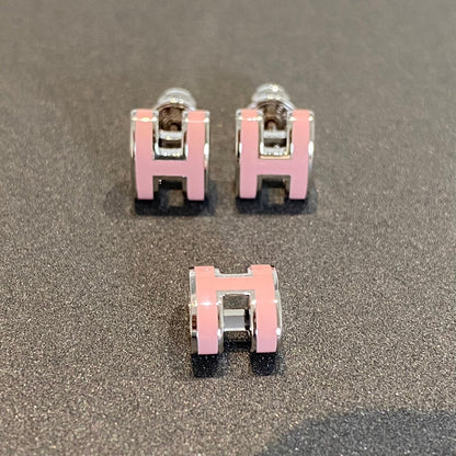 [baslovejewels]MINI POP H SILVER EARRINGS PINK
