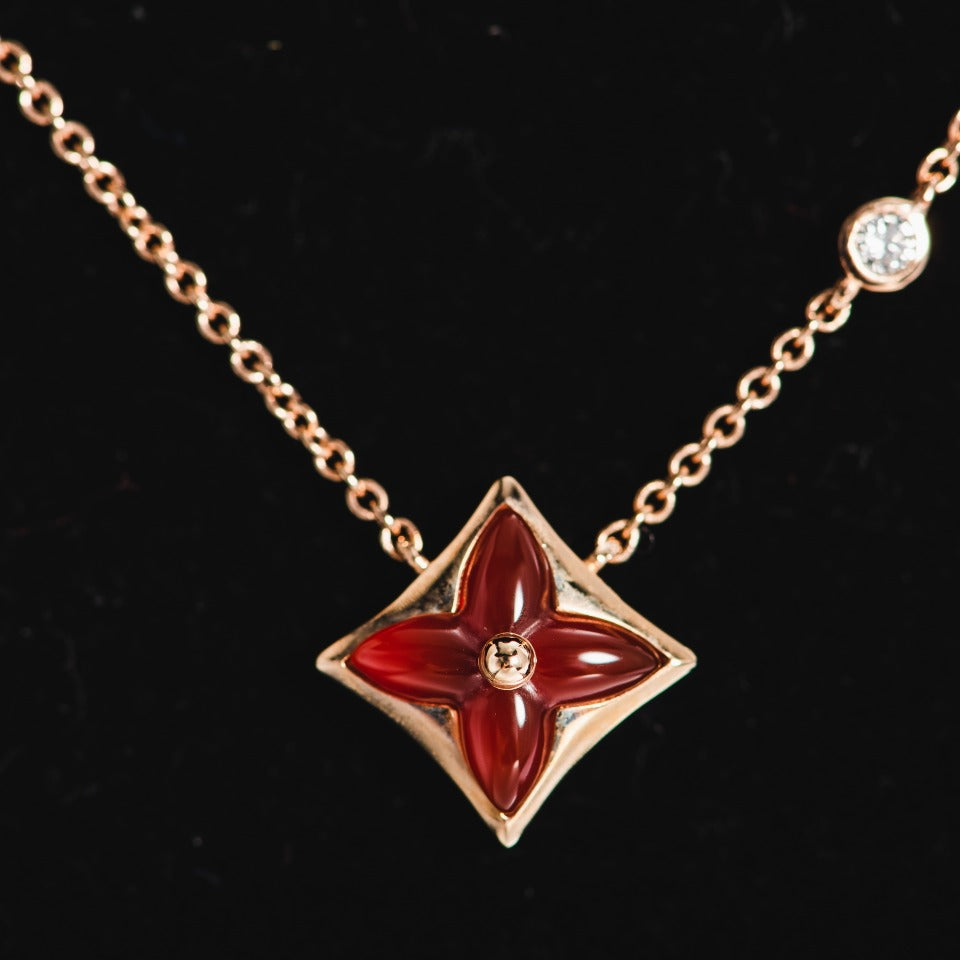 [baslovejewels]STAR NECKLACE PINK GOLD 1 DIAMOND