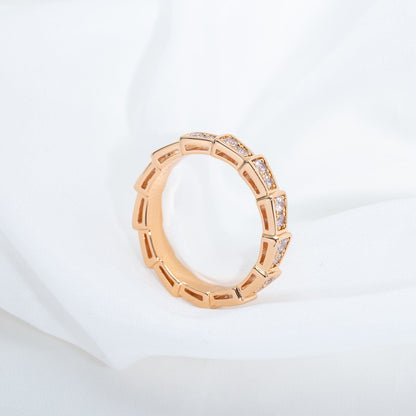[baslovejewels]SERPENTI RING PINK GOLD DIAMOND PAVED 3MM