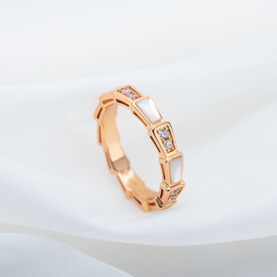 [baslovejewels]SERPENTI RING PINK GOLD DIAMOND MOP 3MM