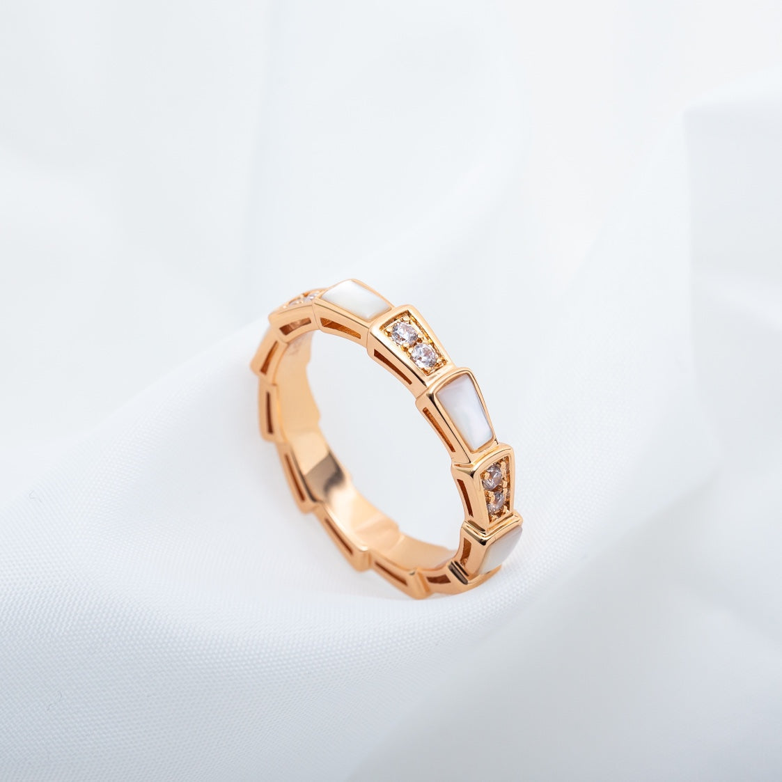 [baslovejewels]SERPENTI RING PINK GOLD DIAMOND MOP 3MM