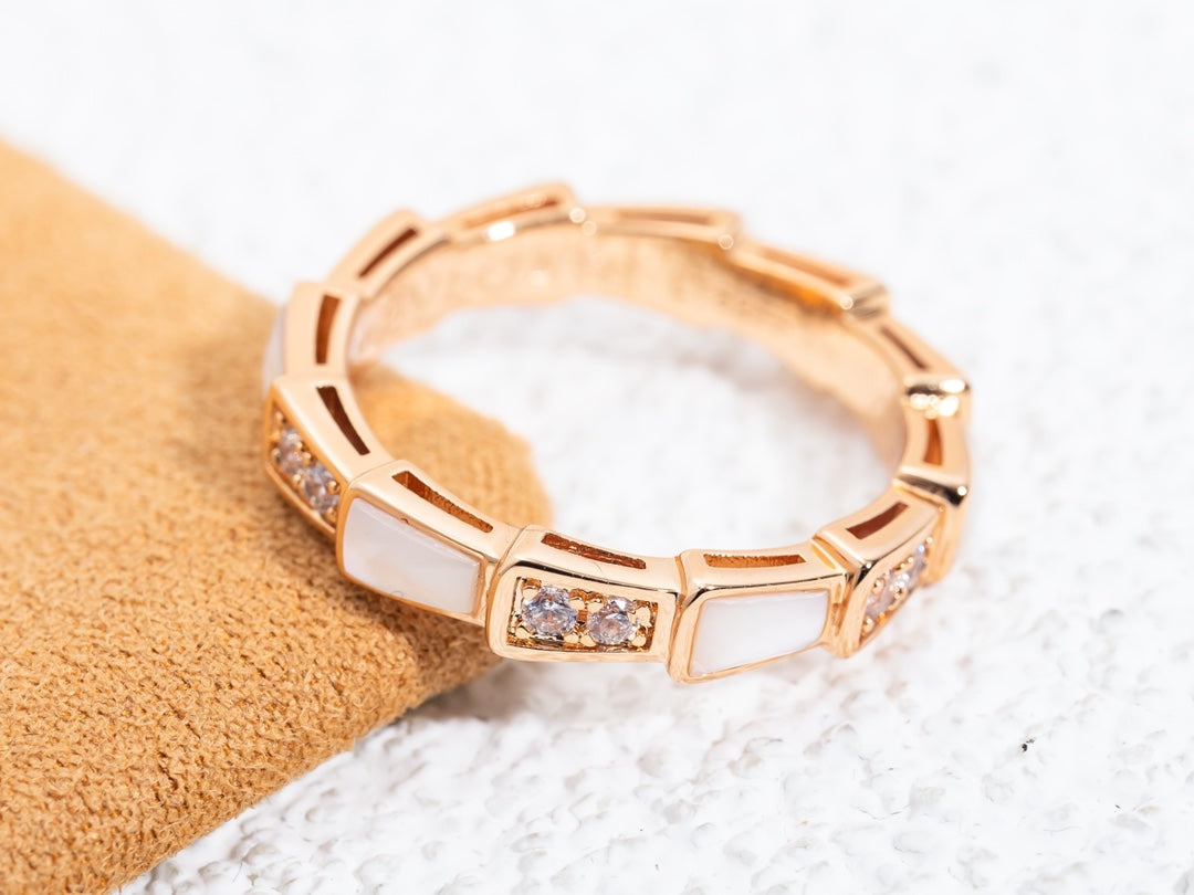 [baslovejewels]SERPENTI RING PINK GOLD DIAMOND MOP 3MM