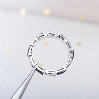 [baslovejewels]SERPENTI RING SILVER  DIAMOND BLACK MOP 3MM