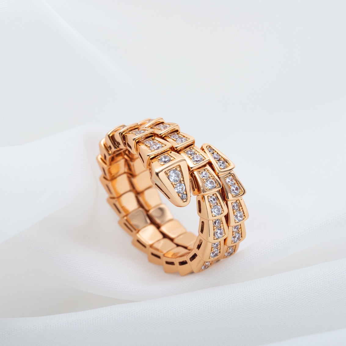 [baslovejewels]SERPENTI RING PINK GOLD DIAMOND DOUBLE ROW