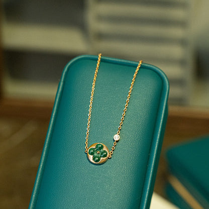 [baslovejewels]SUN MALACHITE 1 DIAMOND PINK GOLD BRACELET