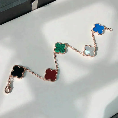 [baslovejewels]CLOVER 5 MOTIFS MULTICOLOR  BRACELET