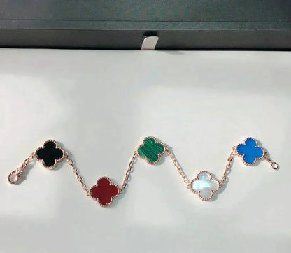 [baslovejewels]CLOVER 5 MOTIFS MULTICOLOR  BRACELET