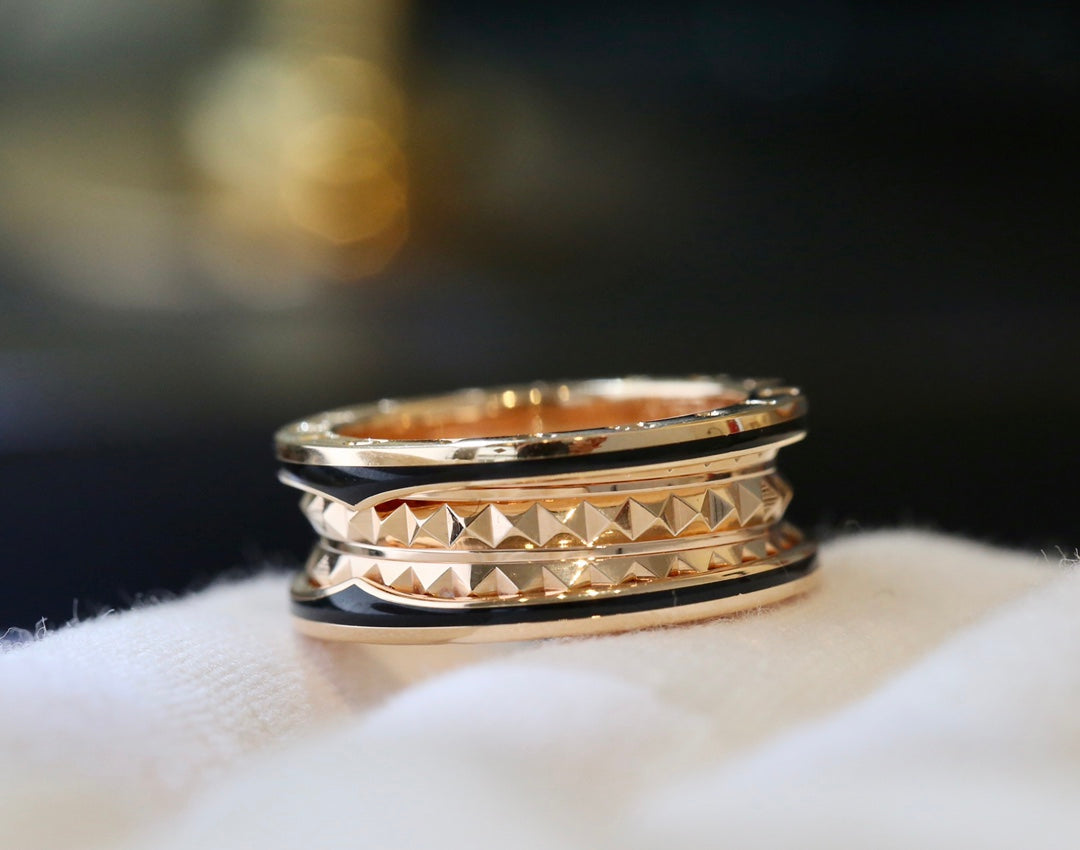 [baslovejewels]ZERO 1 PINK GOLD BLACK CERAMIC RING