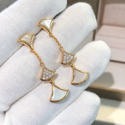 [baslovejewels]DREAM EARRINGS 3 MOTIFS DIAMOND MOP PINK GOLD