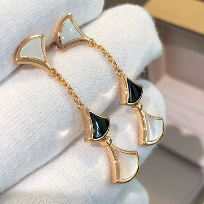 [baslovejewels]DREAM EARRINGS 3 MOTIFS ONYX MOP PINK GOLD