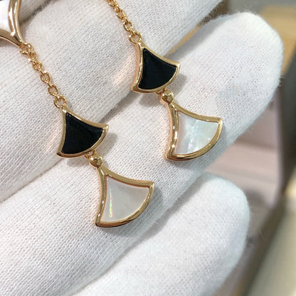 [baslovejewels]DREAM EARRINGS 3 MOTIFS ONYX MOP PINK GOLD