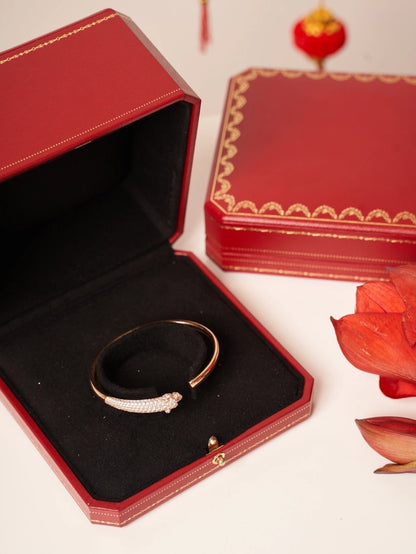 [baslovejewels]PANTHERE ROSE GOLD DIAMOND OPEN BRACELET