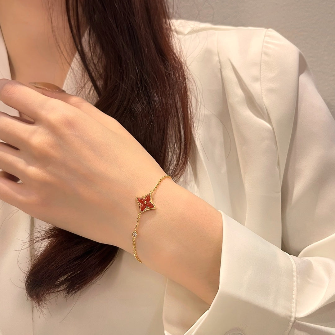 [baslovejewels]COLOR STAR CARNELIAN PINK GOLD DIAMOND BRACELET