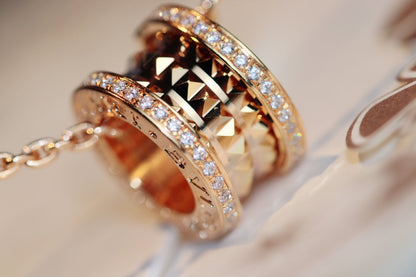 [baslovejewels]ZERO 1 ROCK PEDANT PINK GOLD NECKLACE