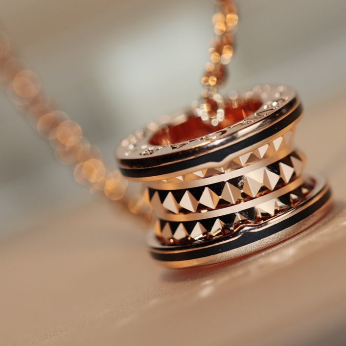 [baslovejewels]ZERO 1 ROCK PEDANT PINK GOLD BLACK NECKLACE