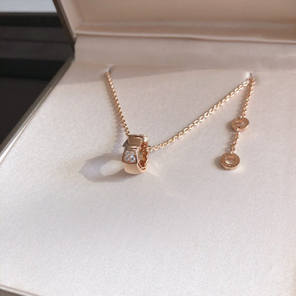 [baslovejewels]SERPENTI PEDANT DIAMOND PINK GOLD NECKLACE