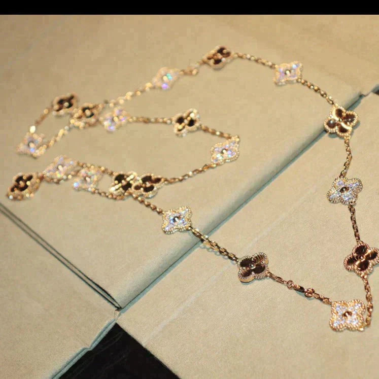 [baslovejewels]CLOVER 20 MOTIFS LASER DIAMOND NECKLACE