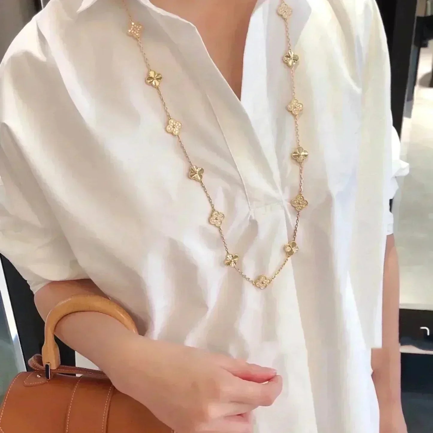 [baslovejewels]CLOVER 20 MOTIFS LASER DIAMOND NECKLACE