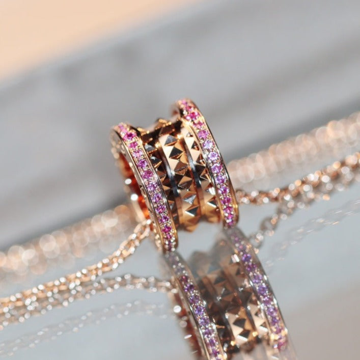 [baslovejewels]ZERO 1 ROCK PINK GOLD PINK DIAMOND NECKLACE