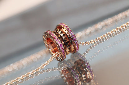 [baslovejewels]ZERO 1 ROCK PINK GOLD PINK DIAMOND NECKLACE