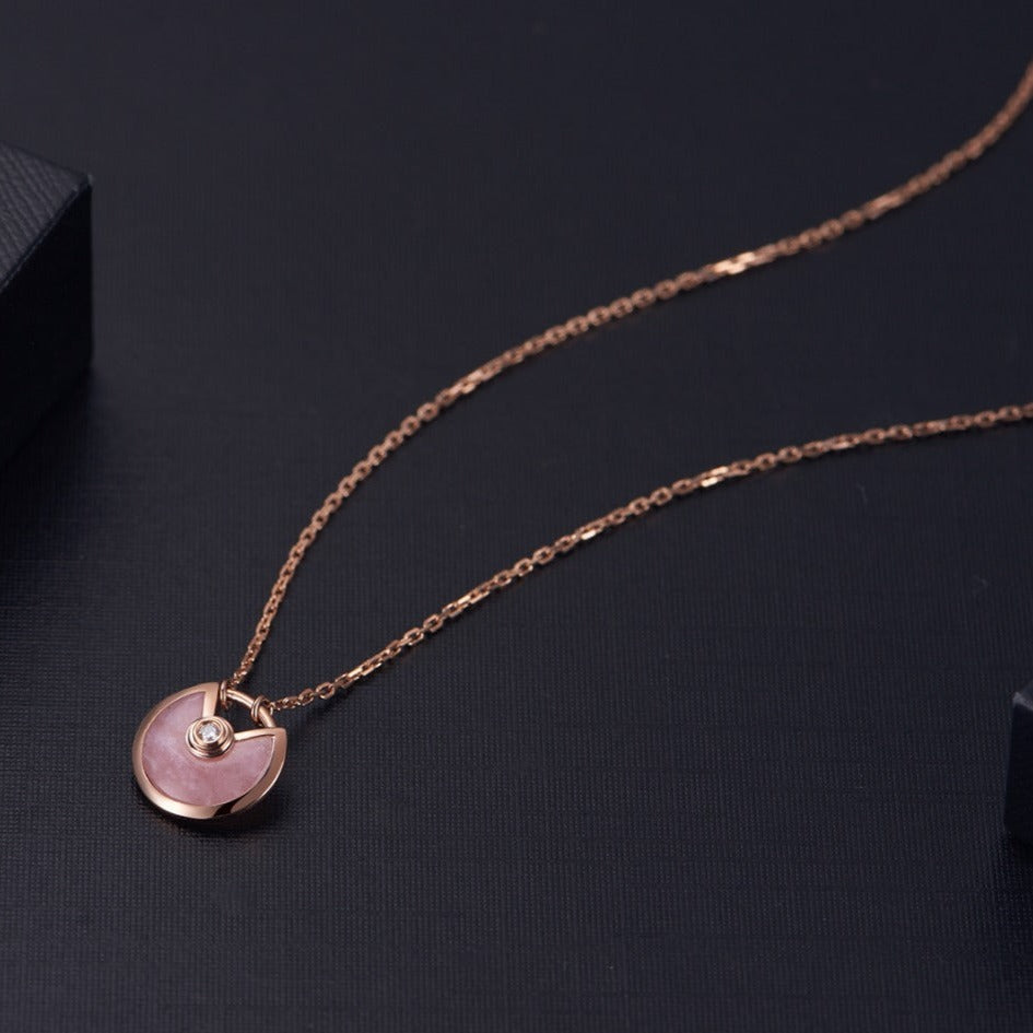 [baslovejewels]AMULETTE ROSE GOLD PINK MOP NECKLACE