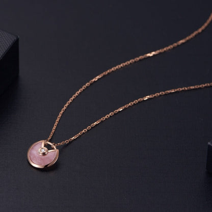 [baslovejewels]AMULETTE ROSE GOLD PINK MOP NECKLACE