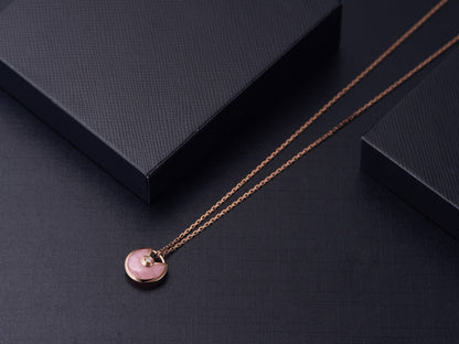 [baslovejewels]AMULETTE ROSE GOLD PINK MOP NECKLACE