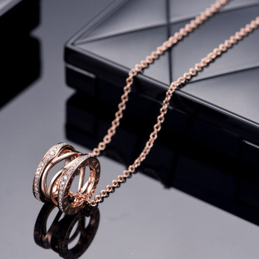 [baslovejewels]ZERO 1 PINK GOLD DIAMOND OPEN NECKLACE