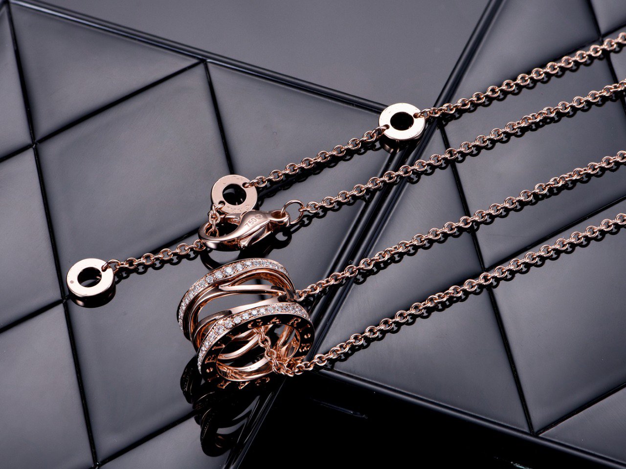 [baslovejewels]ZERO 1 PINK GOLD DIAMOND OPEN NECKLACE