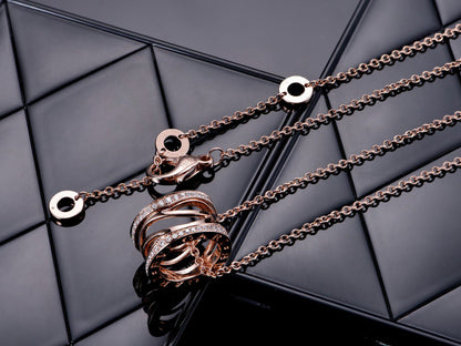 [baslovejewels]ZERO 1 PINK GOLD DIAMOND OPEN NECKLACE