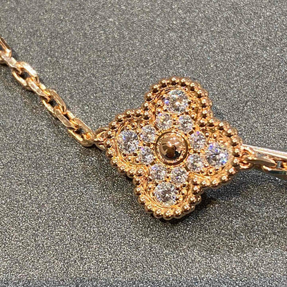 [baslovejewels]CLOVER 5 MOTIFS  FULL DIAMOND BRACELET