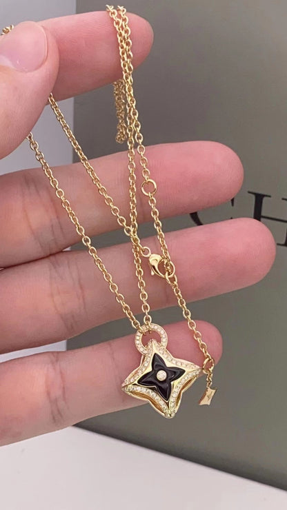 [baslovejewels]STAR PEDANT PINK GOLD DIAMOND NECKLACE