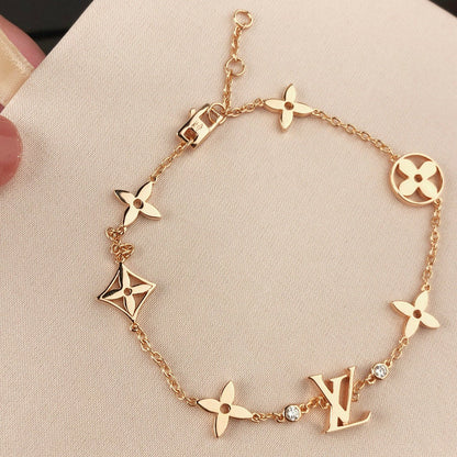 [baslovejewels]STAR AND SUN 7 MOTIFS GOLD BRACELET
