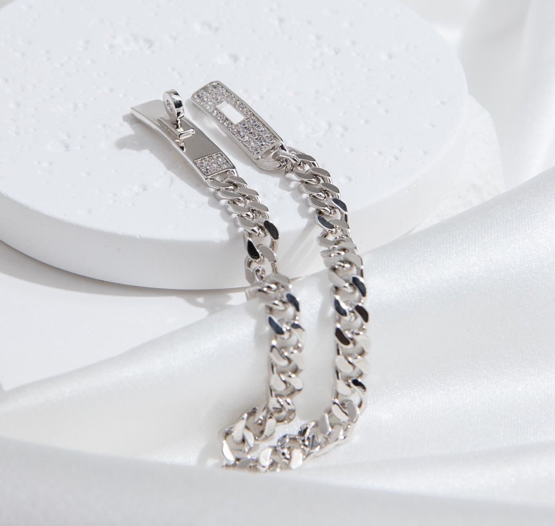 [baslovejewels]KELLY CHAIN SILVER DIAMOND BRACELET