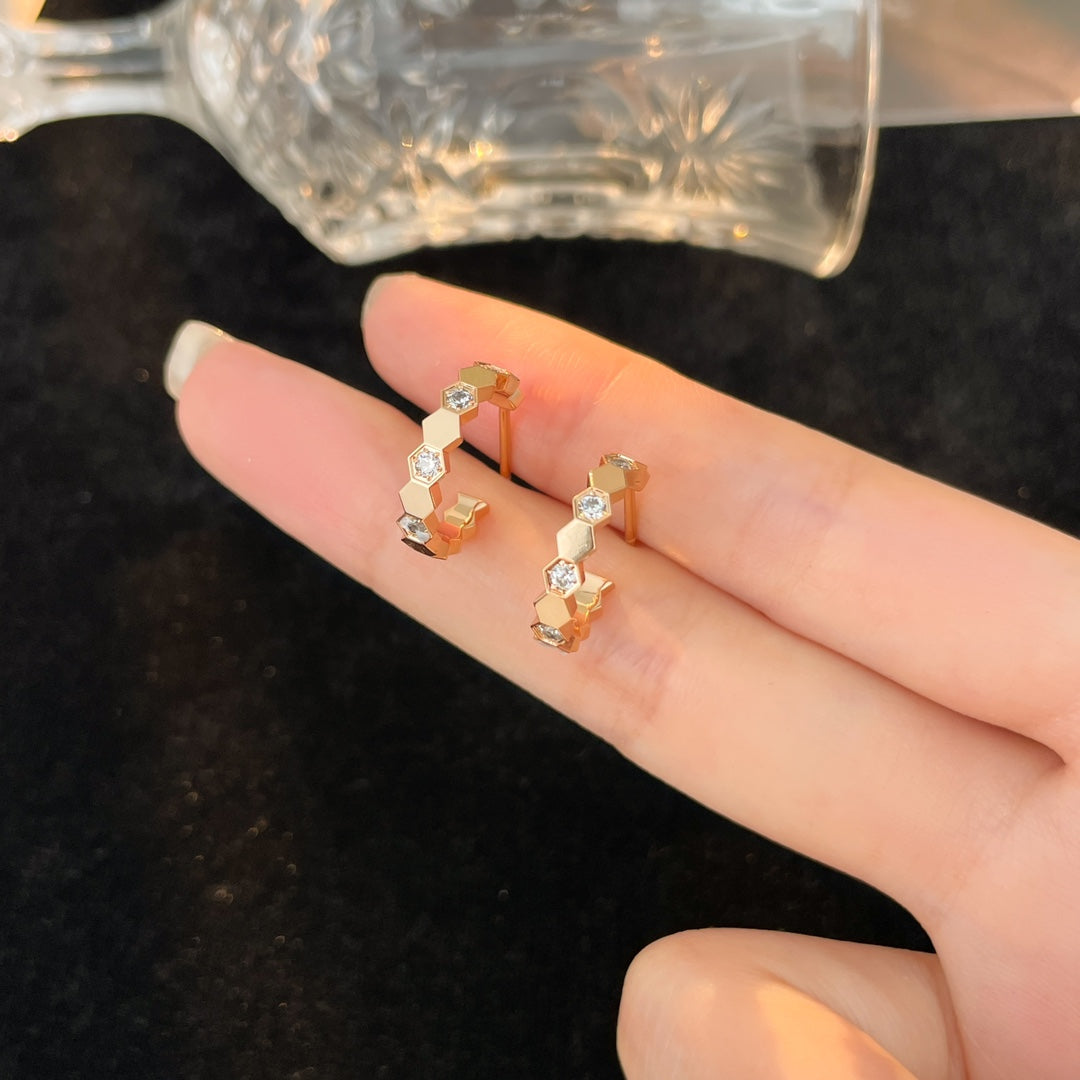 [baslovejewels]BEE LOVE DIAMOND HOOP EARRINGS