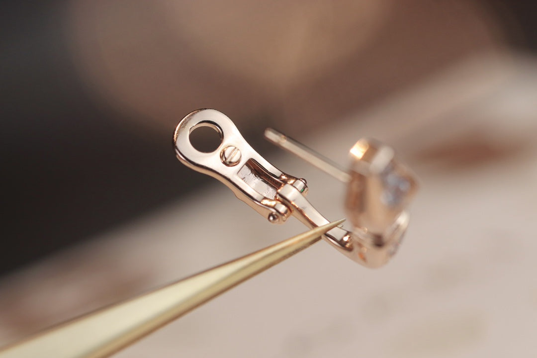 [baslovejewels]SERPENT PINK GOLD DIAMOND EARRINGS