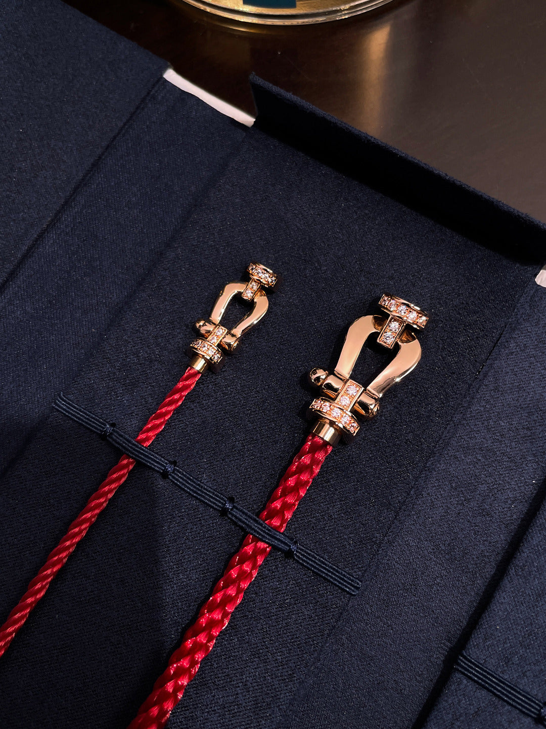 [baslovejewels]FORCE 10 HALF DIAMOND PINK GOLD RED CORDERI LARGE AND MEDIUM MODEL