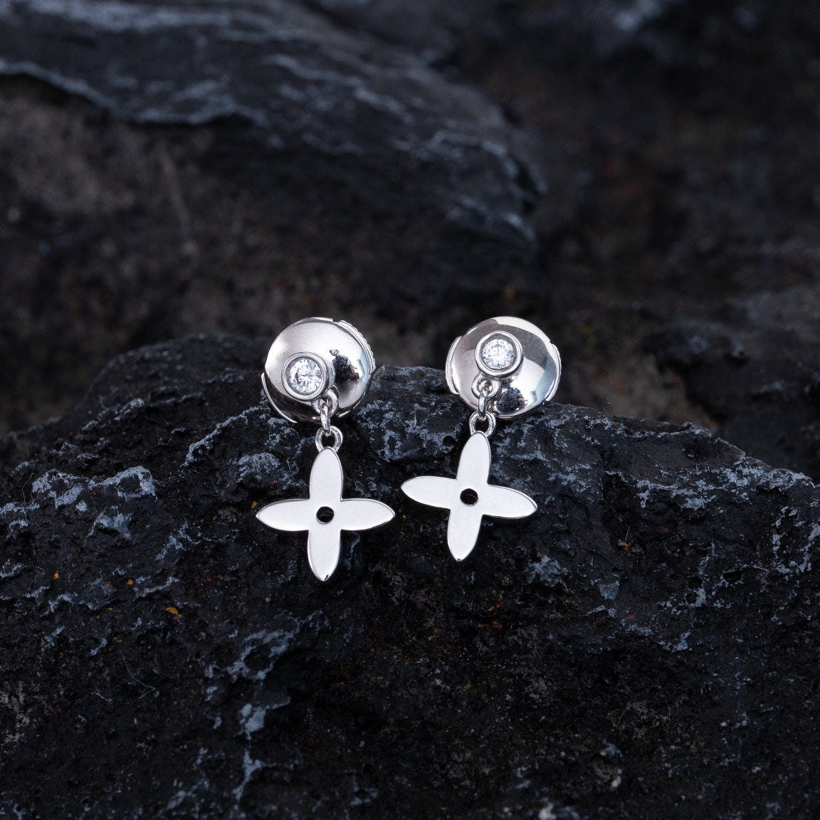 [baslovejewels]VIDYLLE SILVER DIAMOND MINI DROP EARRINGS