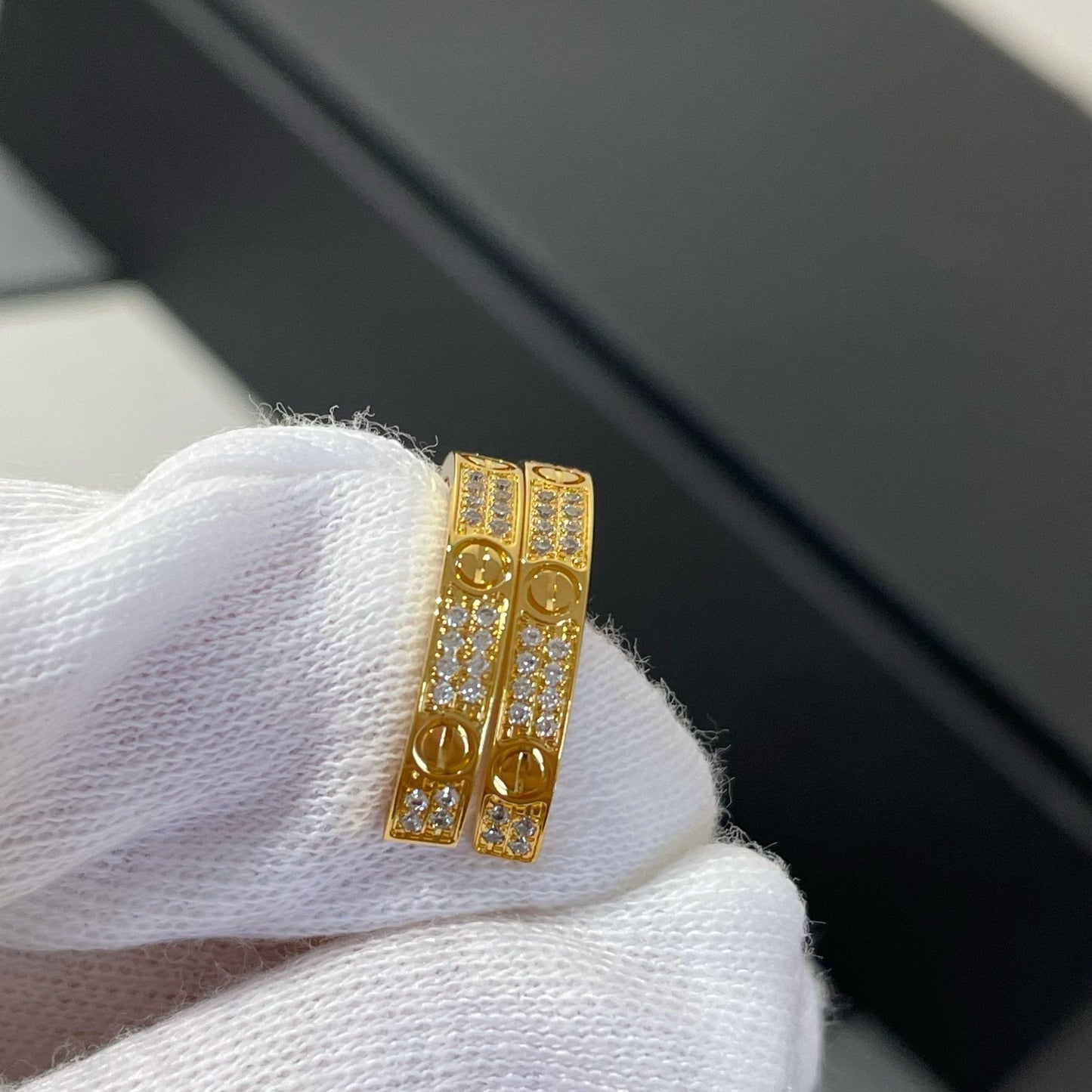 [baslovejewels]LOVE DIAMOND GOLD HOOP EARRINGS