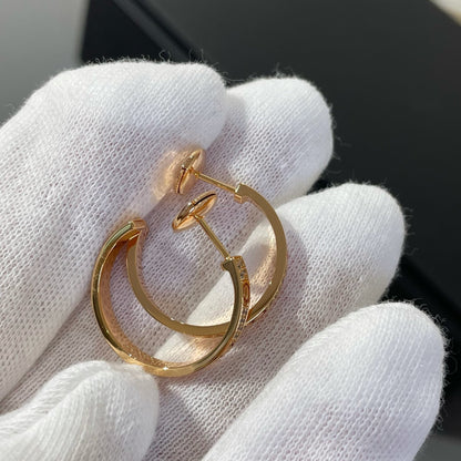 [baslovejewels]LOVE DIAMOND PINK GOLD HOOP EARRINGS