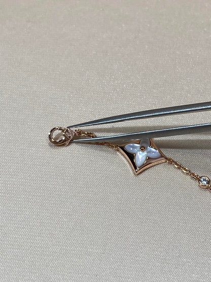 [baslovejewels]STAR 4 MOTIF MOP DIAMOND PINK GOLD BRACELET