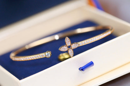 [baslovejewels]IDYLLE PINK GOLD OPEN BRACELET DIAMOND PAVED