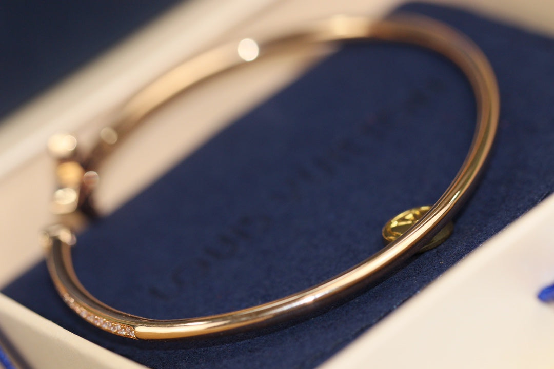 [baslovejewels]IDYLLE PINK GOLD OPEN BRACELET DIAMOND PAVED