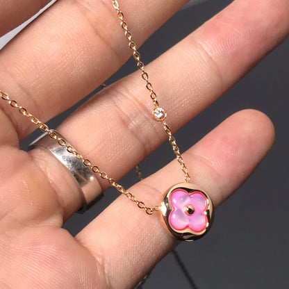 [baslovejewels]COLOR BLOSSOM PINK MOP SUN GOLD NECKLACE
