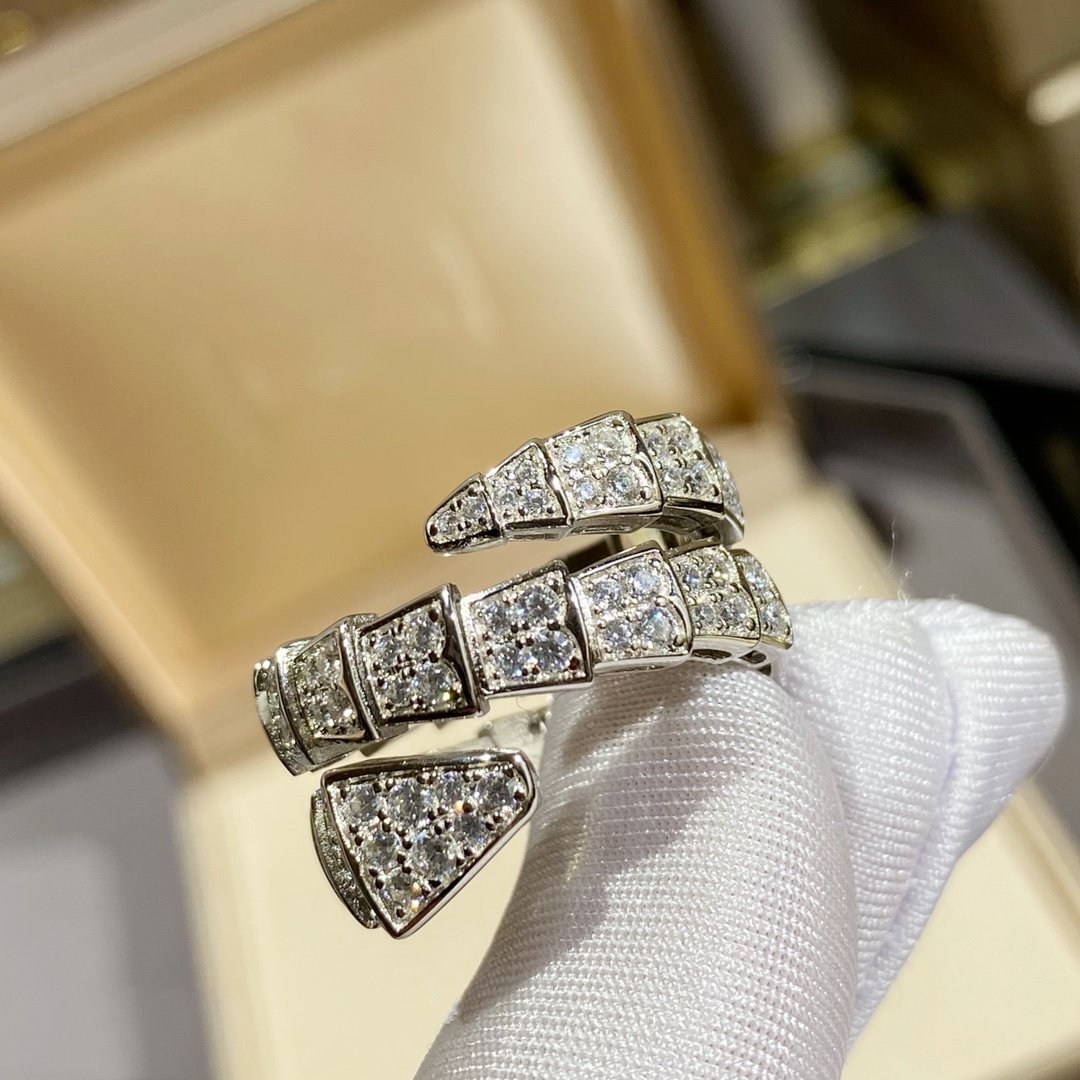[baslovejewels]SERPENTI DOUBLE RING SILVER DIAMOND PAVED