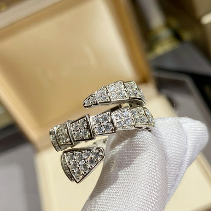 [baslovejewels]SERPENTI DOUBLE RING SILVER DIAMOND PAVED