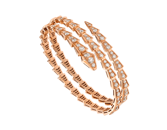 [baslovejewels]SERPENTI BRACELET PINK GOLD DIAMOND DOUBLE ROW