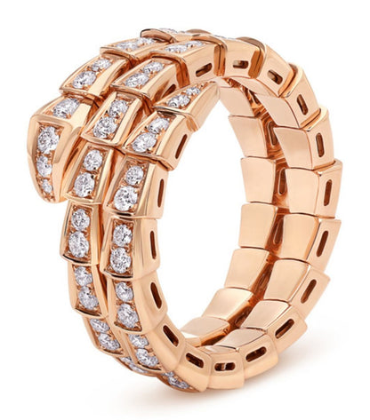 [baslovejewels]SERPENTI RING PINK GOLD DIAMOND DOUBLE ROW