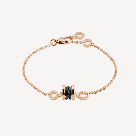 [baslovejewels]ZERO 1 SOFT PINK GOLD AND BLACK CERAMIC BRACELET